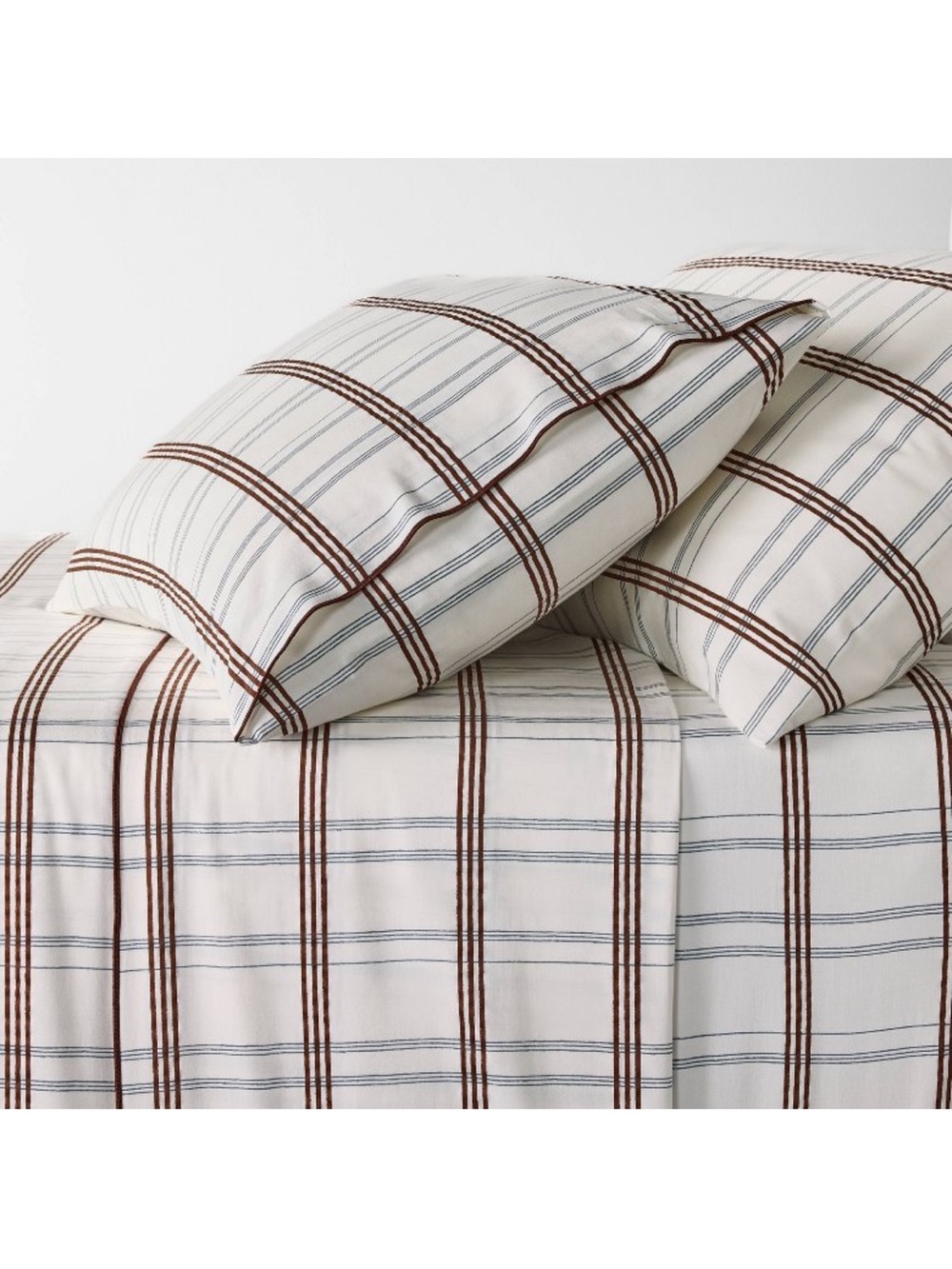 Studio McGee Queen 300Thread Count Sheet Set , Merrow Edge Plaid